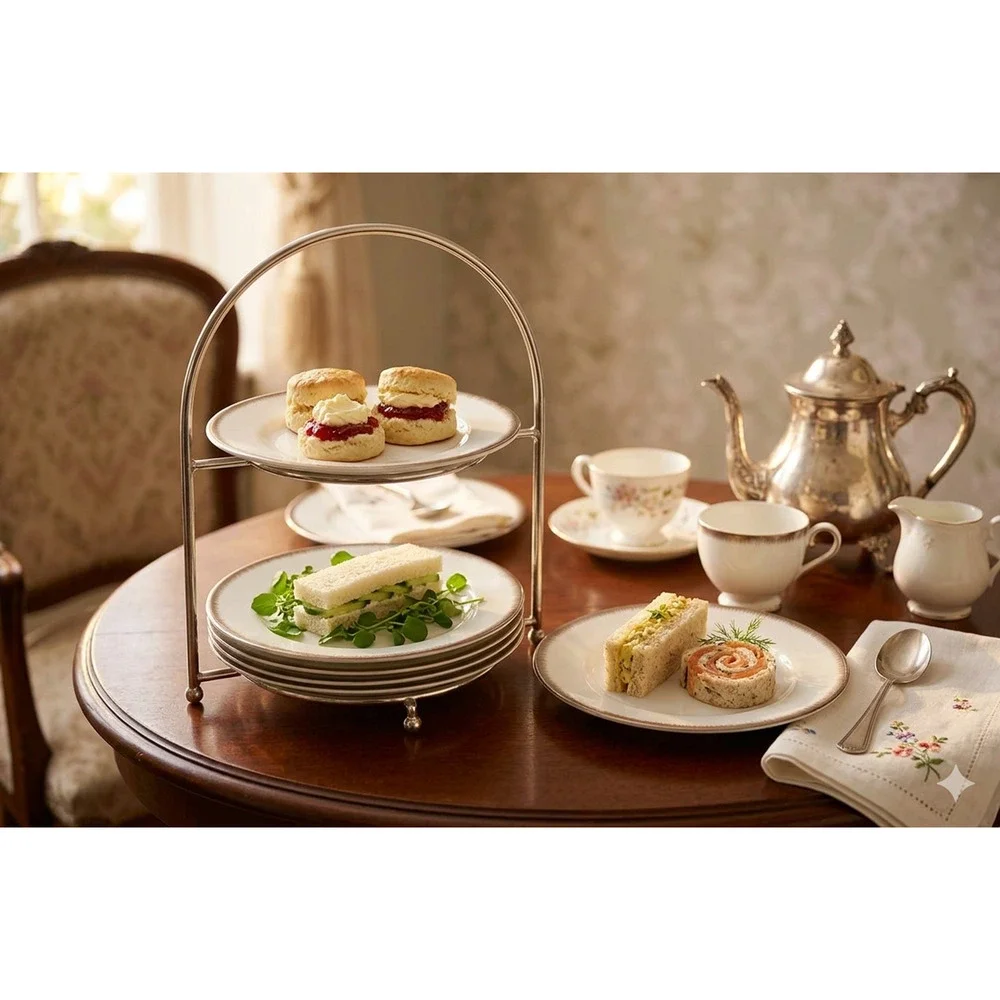 6 Wedgwood Silver Aster Bread & Butter Plates - Fine Bone China - Platinum Trim